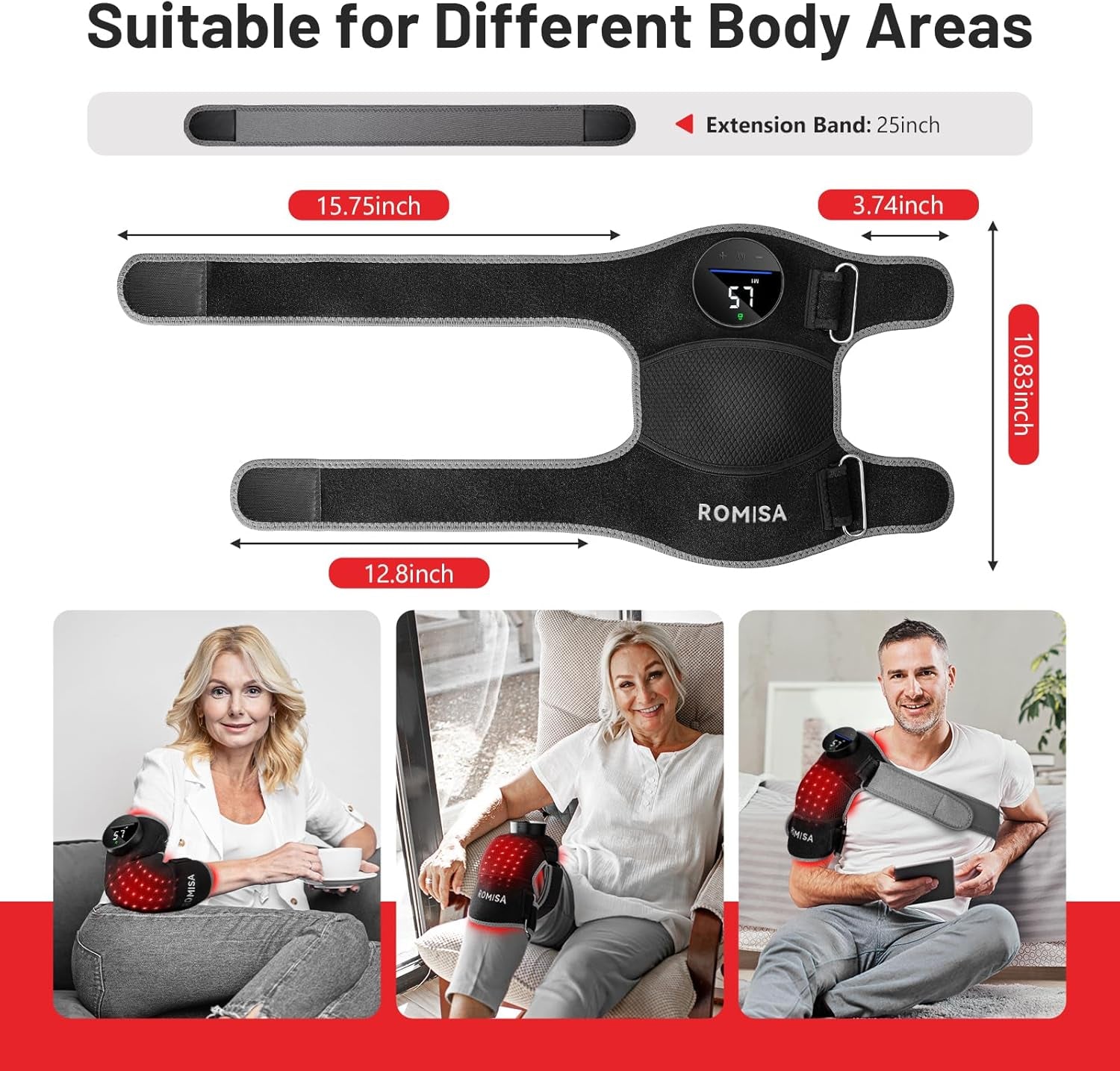 Red Light Therapy Knee Brace Vibration Knee Massage for Pain Relief, 660Nm&850Nm Rechargeable near Infrared Light Therapy Device for Knee/Elbow/Shoulder Faster Recovery for Cordless Use